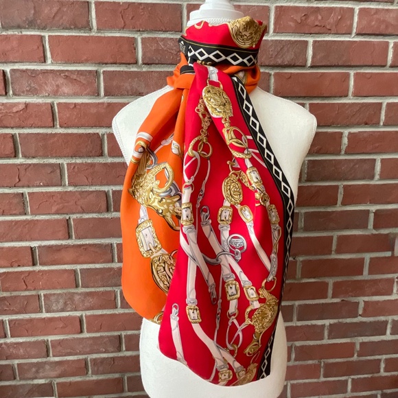 Hermes Bridges De Gala Maxi Twilly 100% Silk  8”x74”Made in France - Picture 3 of 16